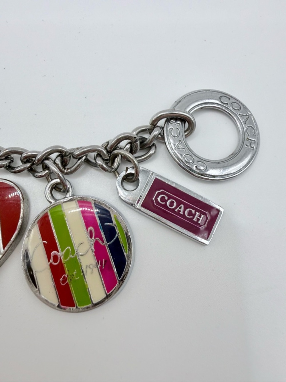 Coach Y2K Legacy Stripe Perfume Charm Bracelet Silver 2006 65th anniversary - Picture 9 of 10